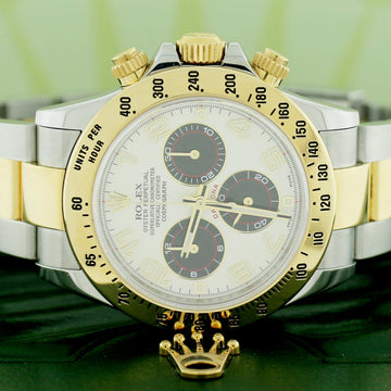 Rolex Cosmograph Daytona 2-Tone 18K Yellow Gold/Steel 40mm Ivory Dial Automatic Oyster Mens Watch 116523