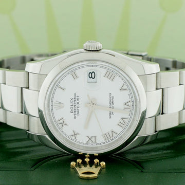 Rolex Datejust Factory White Roman Dial 36MM Automatic Stainless Steel Mens Oyster Watch 116200