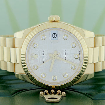 Rolex President Datejust Midsize 18K Yellow Gold Original Jubilee Diamond Dial 31MM Automatic Watch 178278