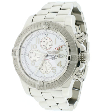 Breitling Super Avenger 49MM Chronograph White Dial Automatic Stainless Steel Mens Watch A13370