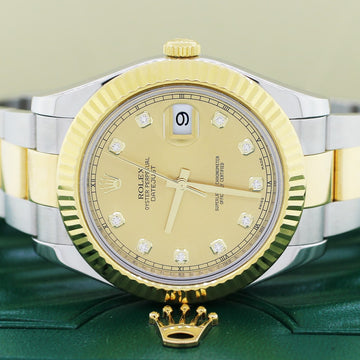 Rolex Datejust II 2-Tone18K Yellow Gold & Stainless Steel Factory Champagne Diamond Dial 41MM Automatic Mens Oyster Watch 116333