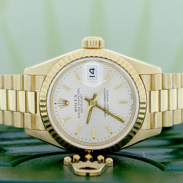 Rolex President Datejust Ladies 18K Yellow Gold Original Silver Index Dial 26MM Automatic Watch 69178