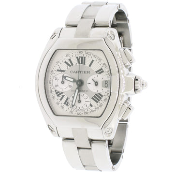 Cartier Roadster Chrono XL Factory Silver Roman Dial 43MM Automatic Stainless Steel Mens Watch W62019X6