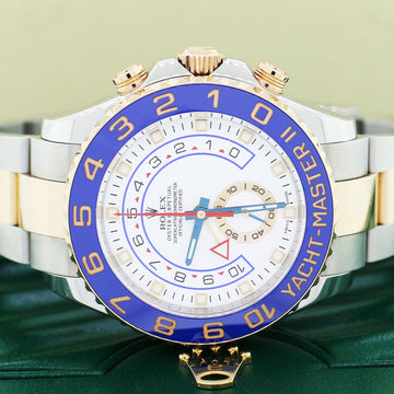 Rolex Yacht-Master II 44MM 2-Tone Rose Gold/Steel Oyster Watch W/Blue Ceramic Bezel Box&Papers 116681