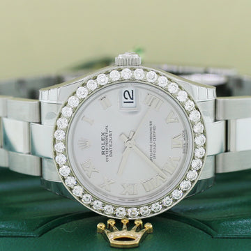 UNWORN Rolex Datejust Midsize 31MM Automatic Roman Dial SS Oyster Watch with Diamond Bezel 178240 Box&Papers