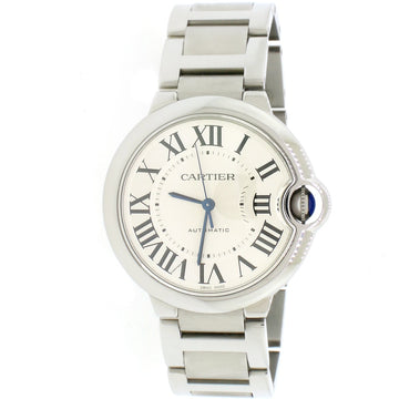 Cartier Ballon Bleu Midsize Stainless Steel 36MM Automatic Watch W6920046 w/Box&Papers