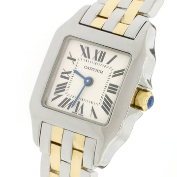 Cartier Santos Demoiselle Small 21MM Silver Roman Dial 2-Tone 18K Yellow Gold/Stainless Steel Ladies Watch W25066Z6