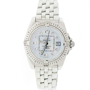 Breitling Windrider Cockpit Ladies Factory MOP Diamond Dial 32MM Watch A71356