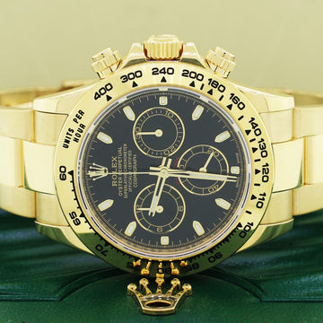 2015 Rolex Cosmograph Daytona 18K Yellow Gold Factory Black Index Dial 40MM Automatic Mens Oyster Watch 116508