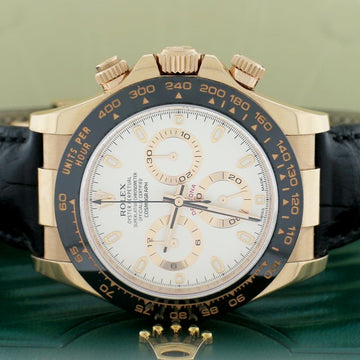 Rolex Cosmograph Daytona 18K Everose Gold Factory Ivory Dial Black Ceramic Bezel Automatic Mens Watch 116515