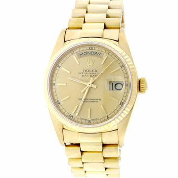 Rolex President Day-Date 18K Yellow Gold Factory Champagne Stick Dial 36MM Automatic Mens Watch 18038
