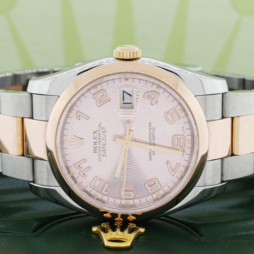 Rolex Datejust 36mm Pink Concentric Dial 2-tone 18K Rose Gold & Stainless Steel Oyster Watch 116201