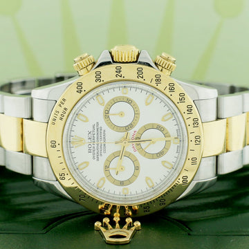 Rolex Cosmograph Daytona 2-Tone 18K Yellow Gold/Steel Factory White Dial 40mm Automatic Oyster Mens Watch 116523