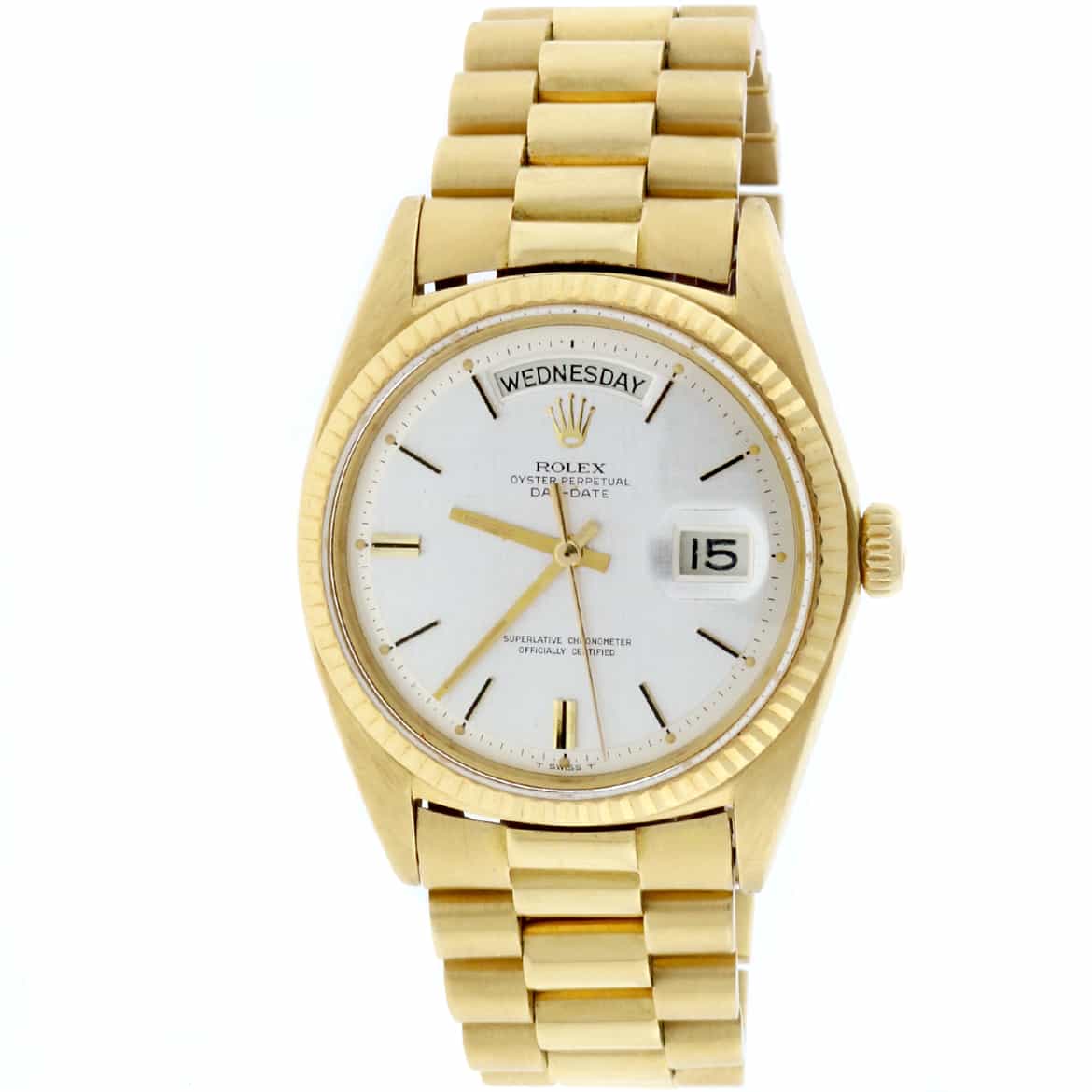 President Watch Rolex President Day-Date Original Silver Dial 18K Yellow Gold 36MM Aut