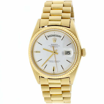 Rolex President Day-Date Original Silver Dial 18K Yellow Gold 36MM Automatic Mens Watch 18038