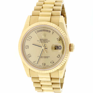 Rolex President Day-Date 18K Yellow Gold Original Champagne Stick Dial 36MM Automatic Mens Watch 118238