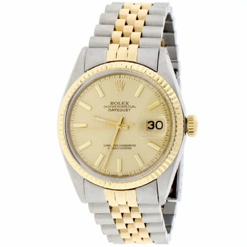Rolex Datejust 2-Tone 18K Yellow Gold & Stainless Steel Original Champagne Dial 36MM Automatic Mens Watch 1601