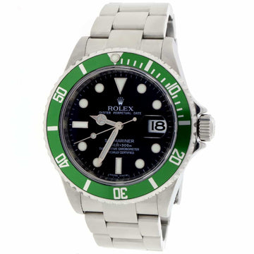 Rolex Submariner Date 40MM Green Bezel Automatic Stainless Steel Mens Oyster Watch 16610