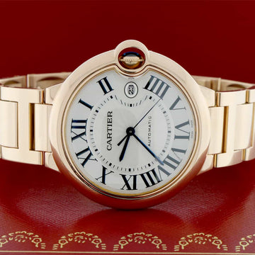 Cartier Ballon Bleu Large 18K Rose Gold 42mm Automatic Watch W69006Z2 Box Papers