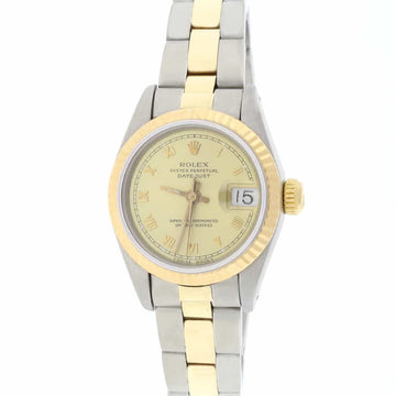 Rolex Datejust Ladies 2-Tone Gold/Steel Original Champagne Roman Dial 26MM Automatic Watch 69173