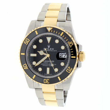 Rolex Submariner 2-Tone 18K Yellow Gold/Stainless Steel Black Ceramic Bezel Automatic Mens Oyster Watch 116613 Box & Papers
