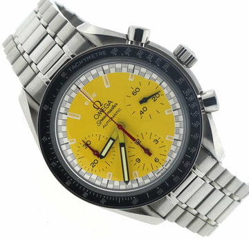 Omega Speedmaster Chronograph Michael Schumacher Yellow Dial 39MM Automatic Stainless Steel Mens Watch 351012