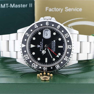 Rolex GMT-Master II Black Dial 40MM Automatic Stainless Steel Mens Watch 16710