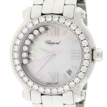 Chopard Happy Sport Medium Mother of Pearl Diamond Dial 36MM Stainless Steel Watch 278477-3008 w/Diamond Bezel