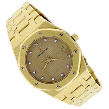 Audemars Piguet Royal Oak 18K Yellow Gold Original Champagne Diamond Dial 35mm Quartz Watch