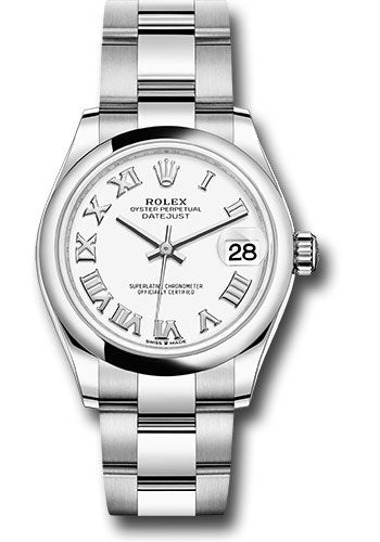 Rolex Steel and White Gold Datejust 31 Watch - Domed Bezel - White Roman Dial - Oyster Bracelet - 2020 Release - 278240 wro