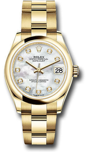 Rolex Yellow Gold Datejust 31 Watch - Domed Bezel - Mother-of-Pearl Diamond Dial - Oyster Bracelet - 278248 mdo