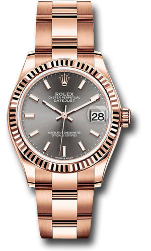Rolex Everose Gold Datejust 31 Watch - Fluted Bezel - Rhodium Index Dial - Oyster Bracelet - 278275 dkrhio