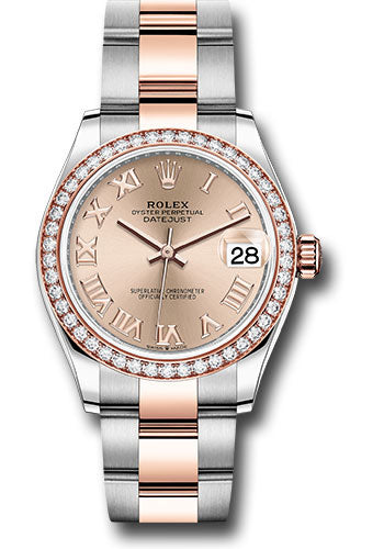 Rolex Steel and Everose Gold Datejust 31 Watch - 46 Diamond Bezel - Rose Roman Dial - Oyster Bracelet - 278381RBR roro