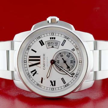 Cartier Calibre 42MM Silver Roman Dial Automatic Stainless Steel Mens Watch W7100015