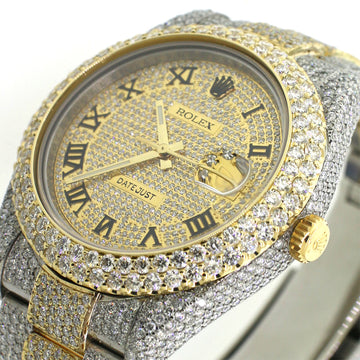 Rolex Datejust II 41mm 2-Tone Pave Diamond Watch w/25.9ct Diamond Bezel/Lugs/Bracelet/Roman Dial