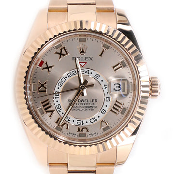 Rolex Sky-Dweller 42mm 18K Rose Gold Watch with Sundust Roman Dial 326935 Box Papers