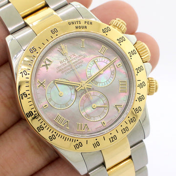 Rolex Daytona 40mm Yellow Gold/Stainless Steel Watch with Factory Tahitian MOP Roman Dial