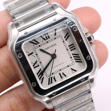 Cartier Santos Midsize 35mm Unworn Watch with Silver Roman Dial/Box/Papers WSSA0010