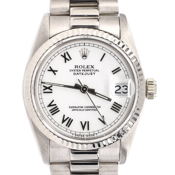 Rolex President Datejust Midsize 31mm White Roman Dial White Gold Watch 68279