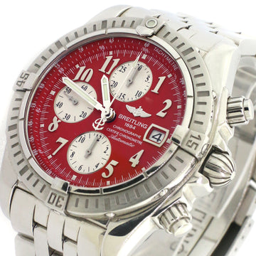 Breitling Evolution Red Dial Chronograph 44MM  Steel Watch A13356