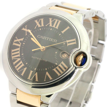 Cartier Ballon Bleu 42mm 2-Tone Rose Gold/Steel Watch/Chocolate Roman Dial/Box/Booklet