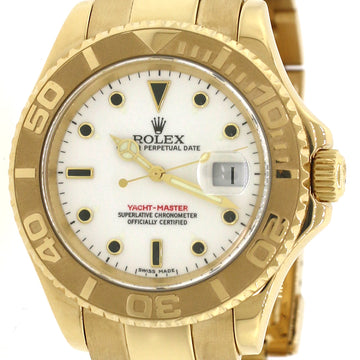 Rolex Yacht-Master Yellow Gold White Dial 40mm Watch 16628 Box&Papers