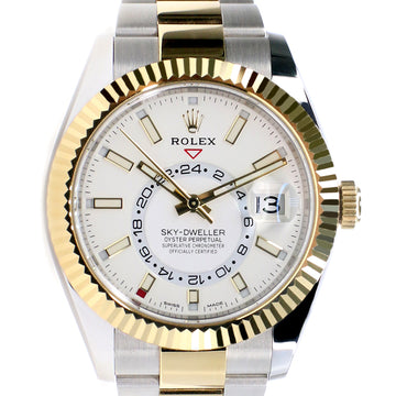 Rolex Sky-Dweller 42MM 2-Tone Yellow Gold/Steel Watch White Index Dial 326933 Box Papers
