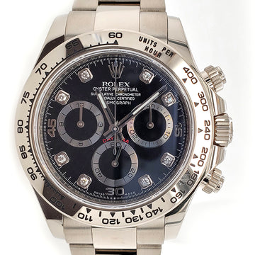 Rolex Daytona 40mm White Gold Factory Black Diamond Dial 116509 Watch Box Papers