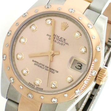Rolex Datejust 31mm SS/Rose Factory Diamond Bezel/Pink Diamond Dial/Box&Papers 178341