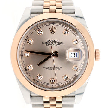 Rolex Datejust II 41mm Factory Sundust Diamond Dial/Smooth Bezel 2-Tone Rose Gold/Steel Watch 126301 Box Papers