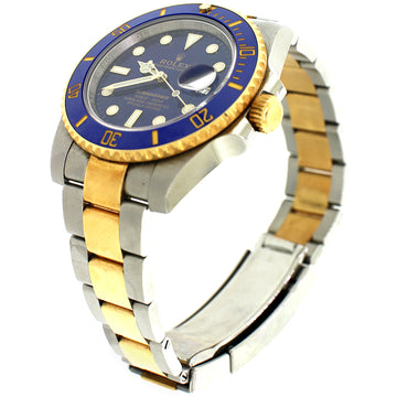 Rolex Submariner 2-Tone Blue Ceramic Bezel & Dial Oyster Watch Box Papers