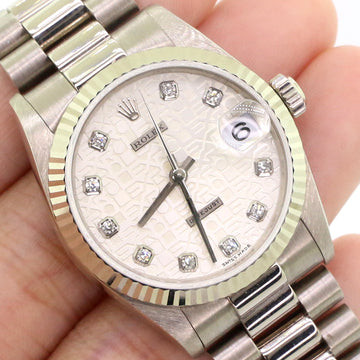 Rolex President Datejust 31mm White Gold Watch with Factory Jubilee Diamond Dial 78279