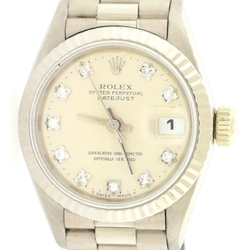 Rolex President Datejust Factory Diamond Dial 26mm 18k White Gold Watch 69179