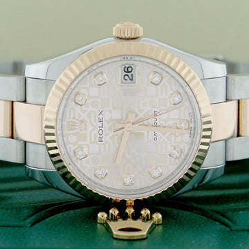 Rolex Datejust 2-Tone 18K Rose Gold/Stainless Steel Factory Jubilee Diamond Dial 31MM Oyster Watch 178271